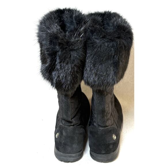Coach Talen Womens 7M Black Leather Quilted Winter Boots Zip Up Faux Fur Q244 - Picture 4 of 6